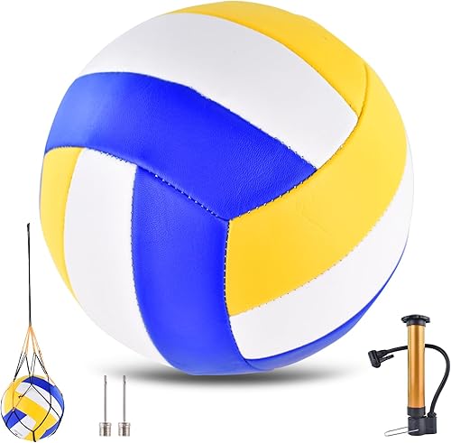 Miniatura 7 de Volleyballs Official Size 5, Waterproof Soft Bulk Recreational Volley Balls with Pump and Net Bag for Indoor Outdoor Beach Pool Water Sand Game