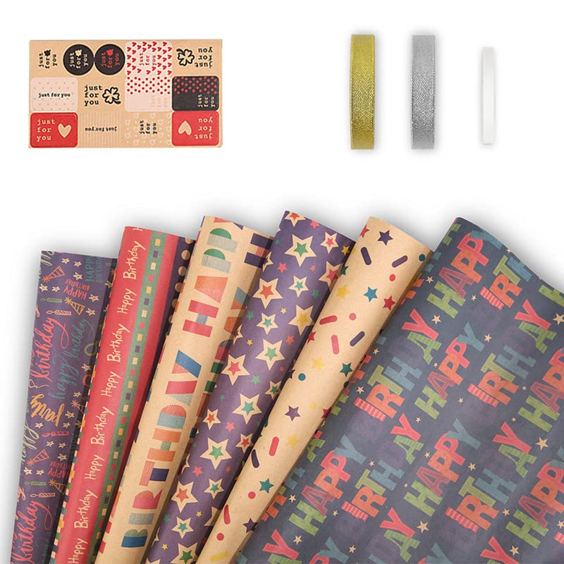 Papier cadeau d'anniversaire et Saint-Valentin en kraft rétro pour sublimer vos paquets de fête