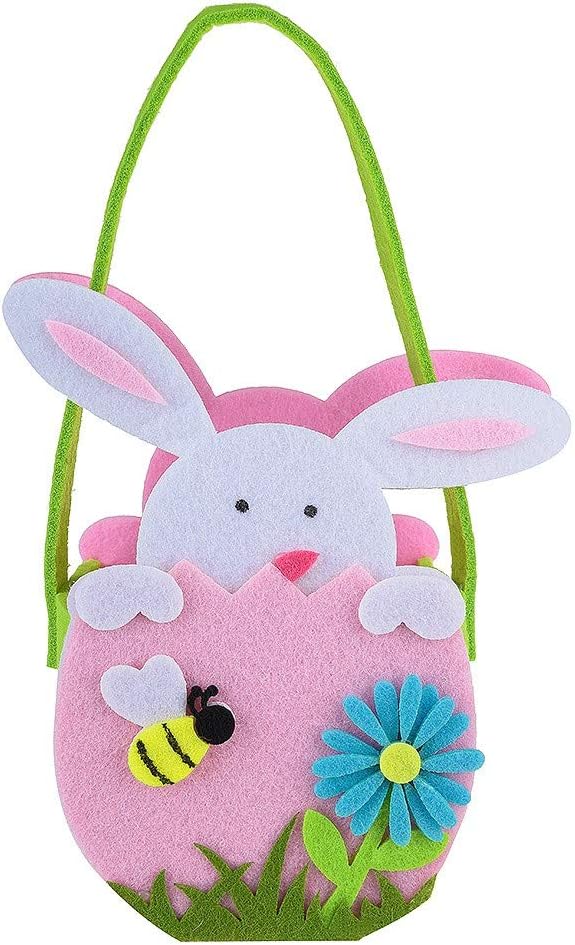 Ivo Ryan Easter Bunny Basket Egg Bags for Kids, Easter Bunny Gift Bag Rabbit Candy Bag Creative Present Home Accessory