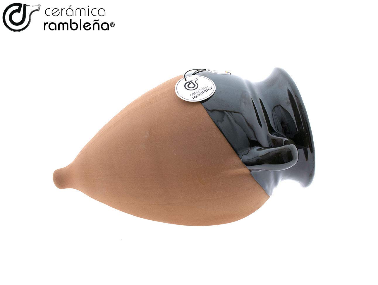 CERÁMICA RAMBLEÑA | Maceta Colgante pileta | Maceta de Barro para Colgar | Maceta Pared pileta Filo Verde - Modelo D65 | 20x30x17 cm