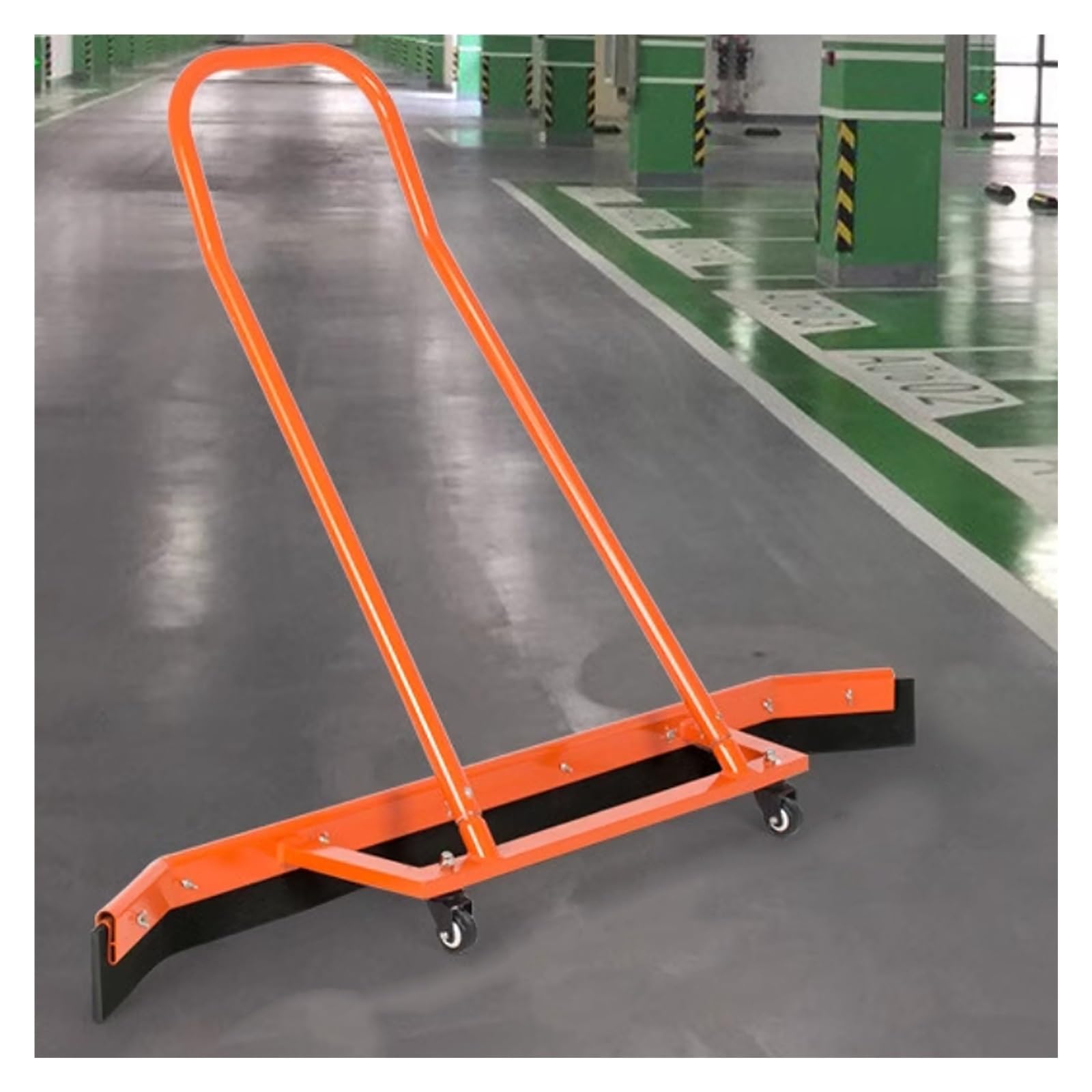 Genérico Escoba portátil Grande para Garaje y Exteriores, con Ruedas y Cuchilla de Espuma reemplazable para Patios, canchas de Tenis, talleres, hospitales y Parques. Aleación de Aluminio Naranja resi