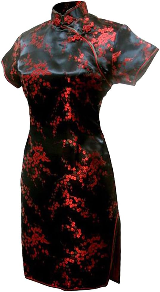 Elegant Black and Red Floral Cheongsam Evening Dress Kuwait Ubuy