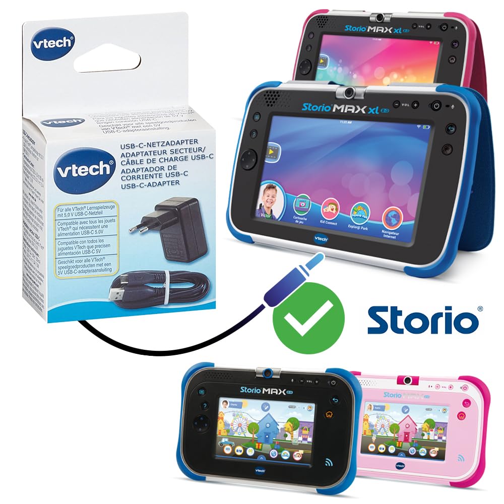 Chargeur Officiel VTech USB-C - Adaptateur Secteur Pour Storio Max 2, KidiCom Advance, KidiMagic - Prise FR