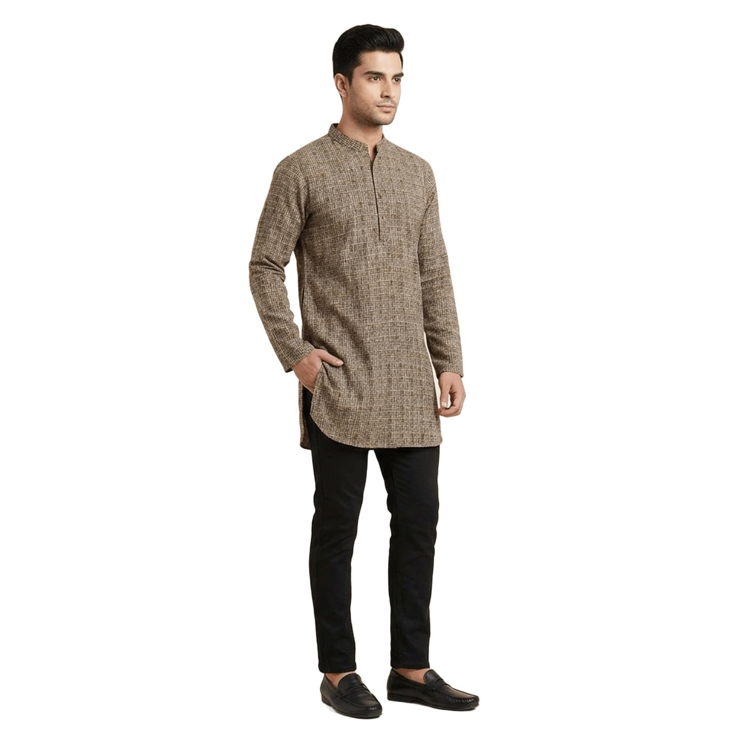 Garments Men Beige Solid A Line Kurta | Comfortable Ethnic Wear for Festivals and Weddings | Traditional Indian Outfit with Premium Breathable Fabric-image-32