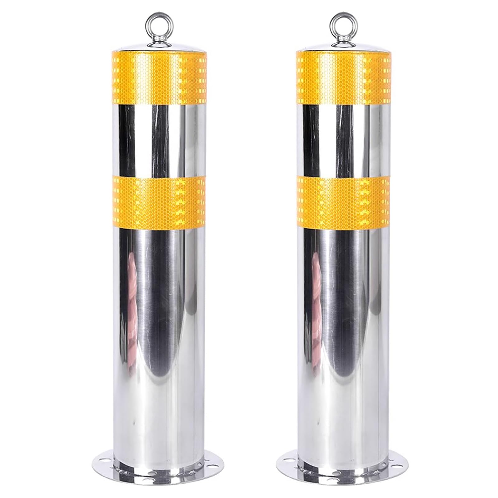 YNBSHGAA Stainless Safety Bollard, Driveway Traffic Security with Reflective Strips for Parking Control and Barrier Protection,2Pcs