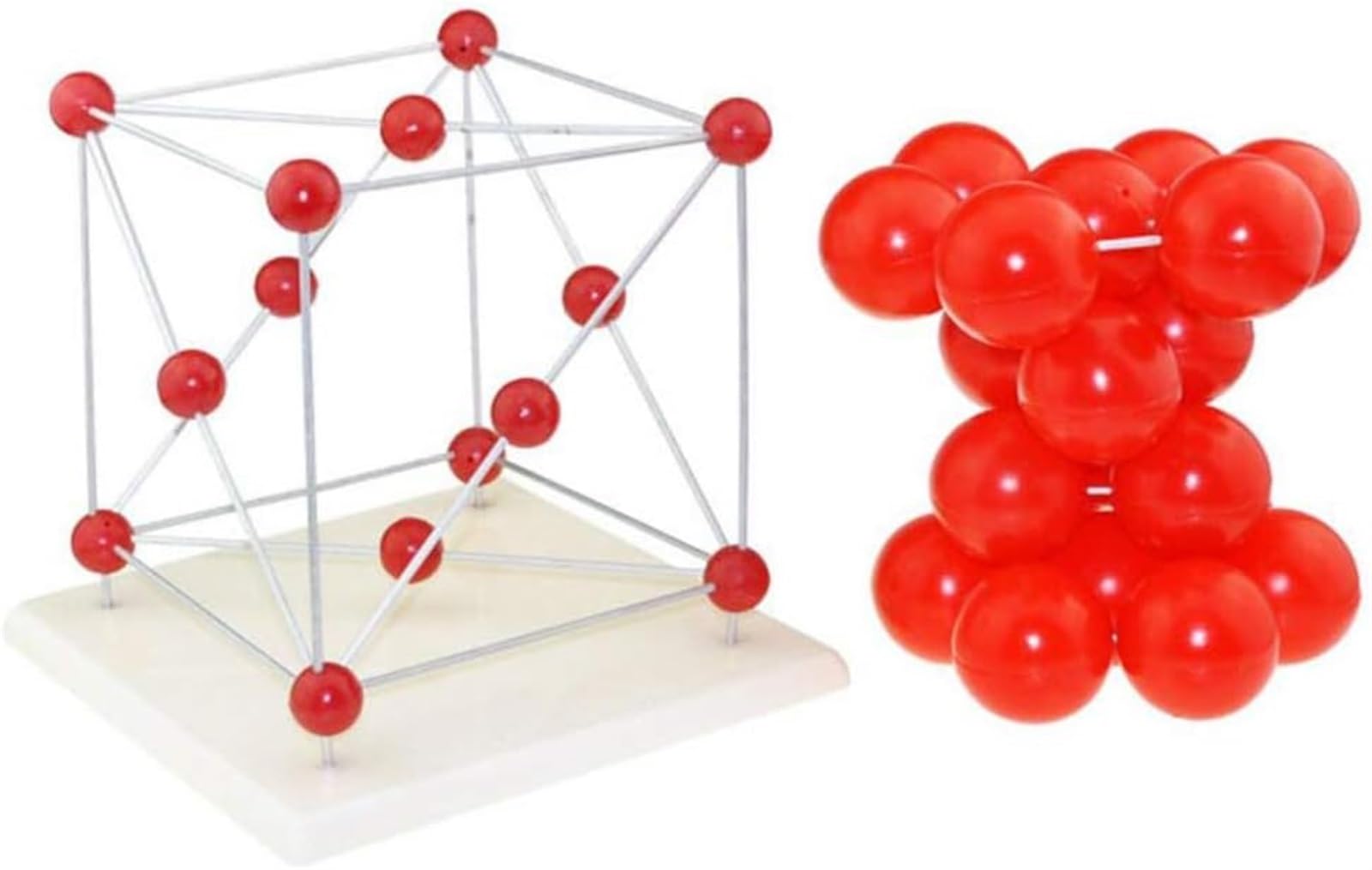 Modello Cristallo Metallico, Strumento Didattico Percezione Spaziale | Celle Unitarie Sovrapposte E Modello Duttile, Con Base In Sfera Di Gomma E Asta Di Plastica