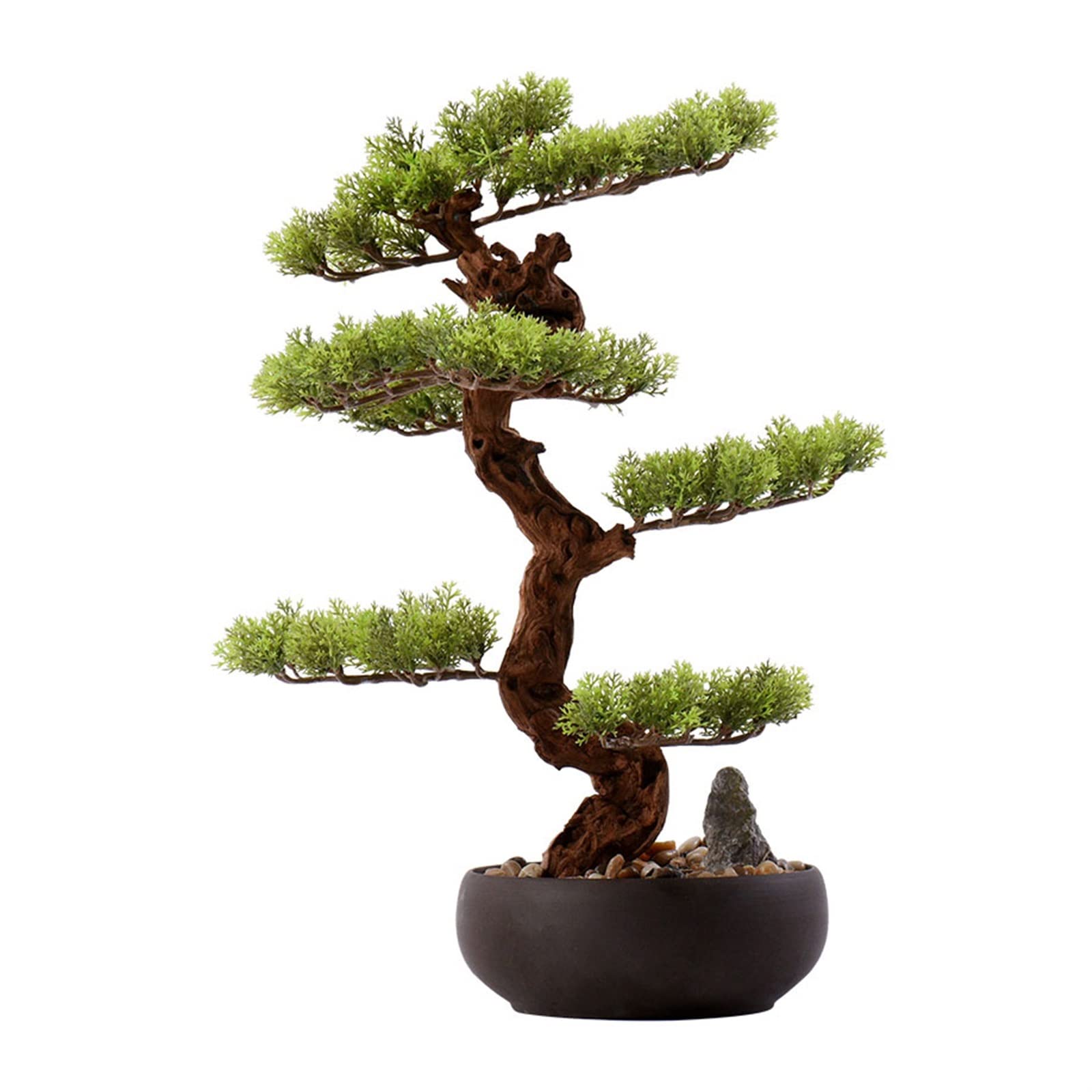 IUokLU Tree Fake Plant Artificial Bonsai Tree 18.9 Inches Large Simulation Welcome Pine Bonsai Tree Home Interior Decor Simulation Plant Ceramic Flower Pot Potted Tree Artificial