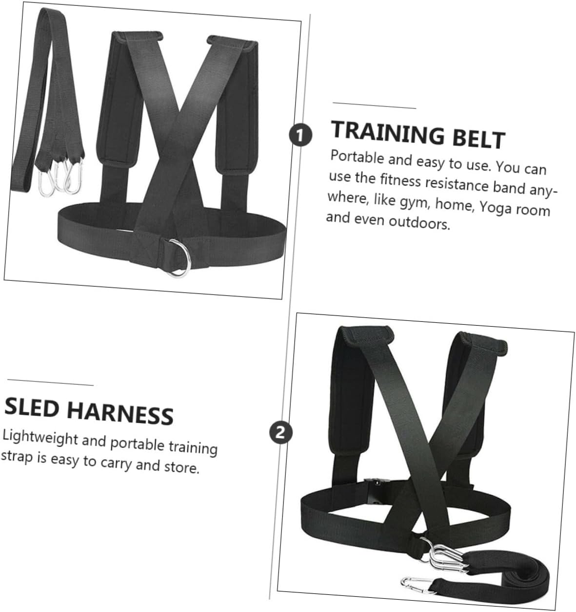 2pcs Resistance Training Belt Padded Shoulder Straps for Enhanced and Strength Training for Outdoor Sled Pulling and Jogging Exercises