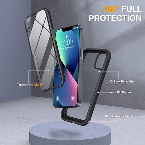 Miniatura 325 de Miracase Glass Series - Funda para iPhone 11 de 6.1 pulgadas, funda resistente de cuerpo completo mejorado con protector de pantalla de vidrio Negro