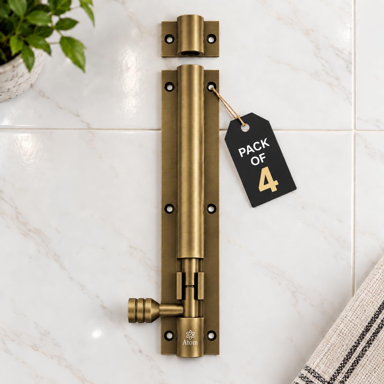 Atom 8 Inch Tower Bolts - Antique Finish (Pack of 4) -1