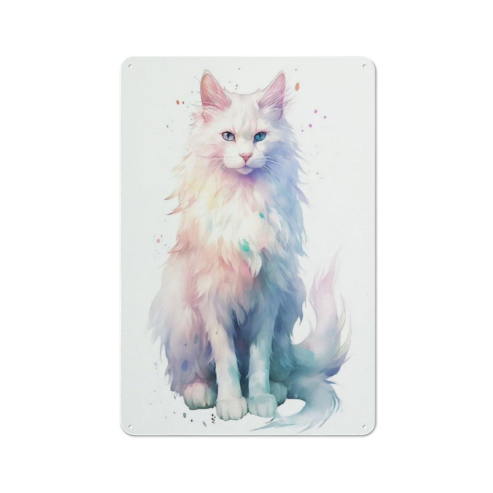 Junmoney Style-4 Watercolor Turkish Angora Vintage Tin Sign 30X20cm For Dining Room Or Kitchen, For Themed Interiors In Kitchens And Dining Spaces