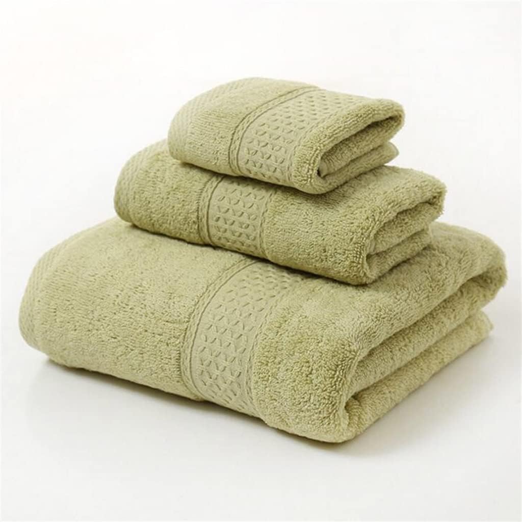 3PCS Towel Set Solid Color Cotton Large Thick Bath Towel Bathroom Hand Face Shower Towels Home for(A)