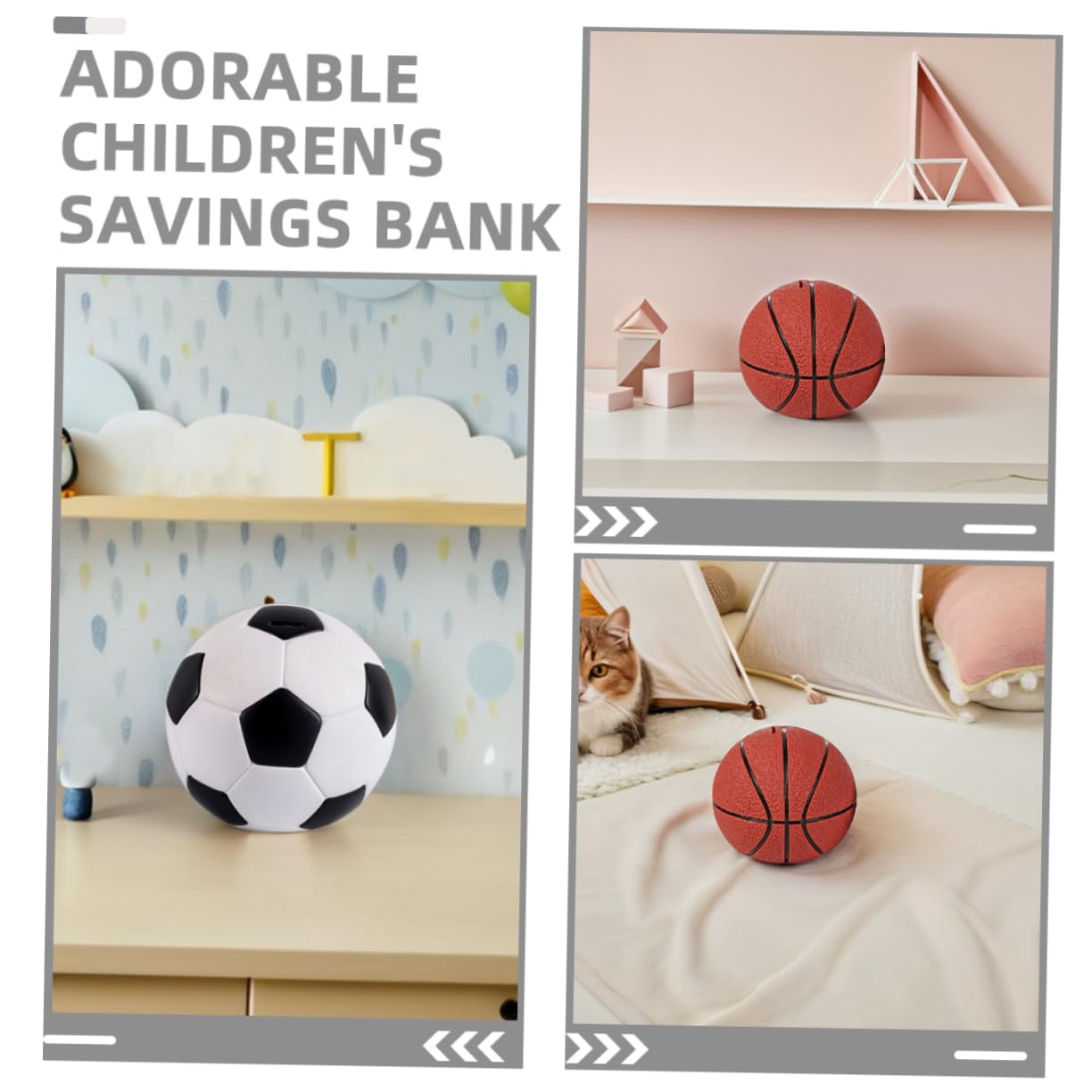 BESPORTBLE 2 Pezzi Salvadanaio per Bambini a Tema Calcio e Basket in Vinile, Forma di Pallone, Decorativo e Sicuro, come Bomboniera per Compleanno Ragazzi