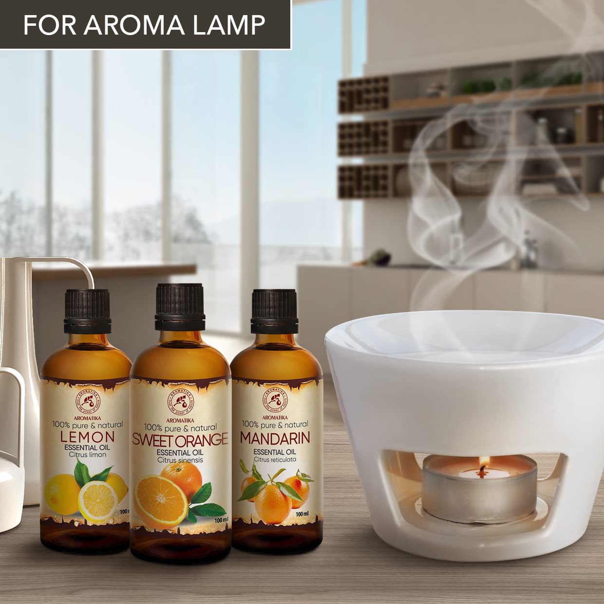Ätherische Öle Set 3x100 ml - Zitronenöl - Orangenöl - Mandarinenöl - Aromatherapie - Reine Zitrusöle für Diffusers und Duftlampen - Öle für Seifenherstellung - Öle für Kerzen - Raumduft