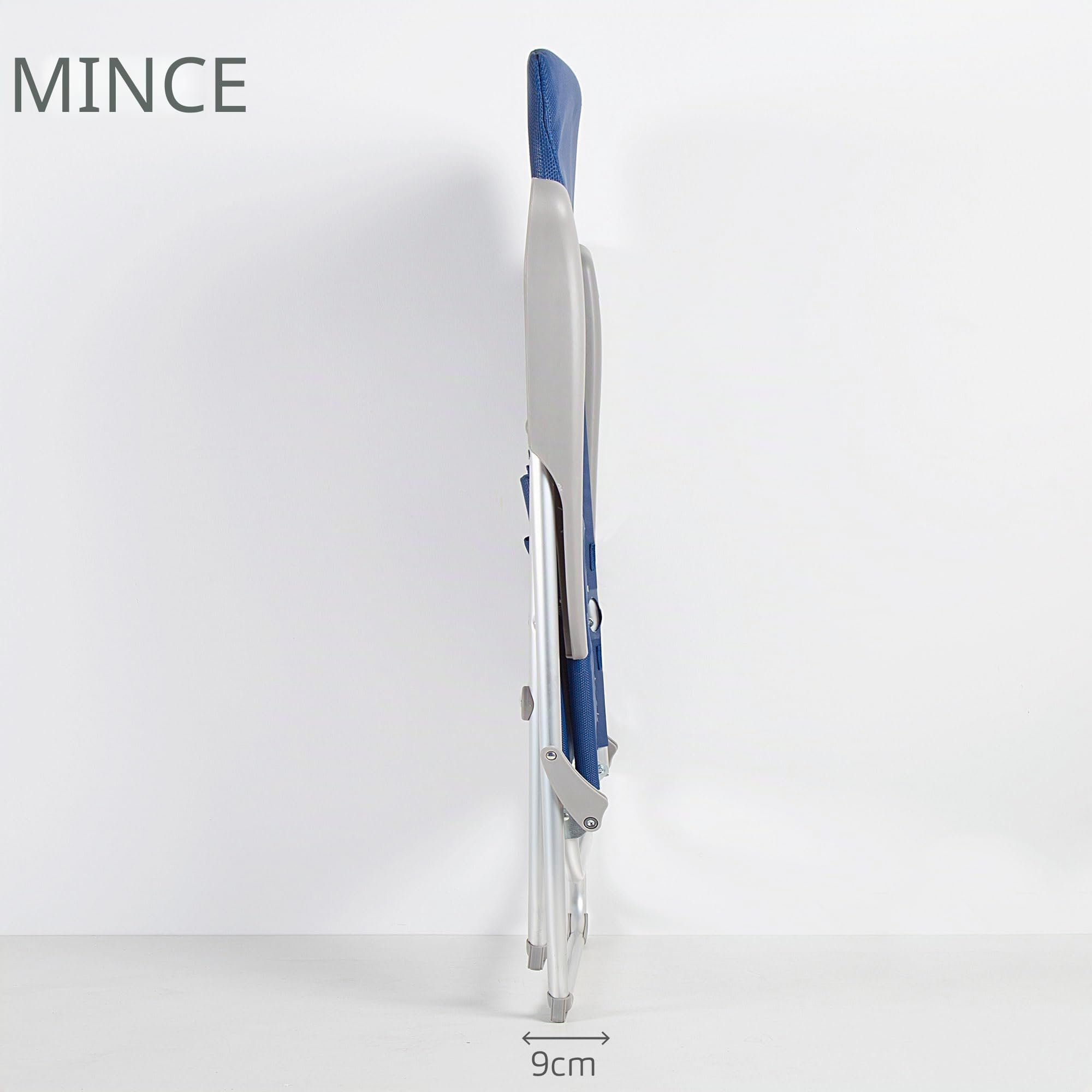 AKTIVE 62662 - Chaise de Plage Pliante Slim Inclinable Bleu Marine, 6 Positions, Dimensions 47X66X107cm, Matière : Aluminium, Robuste, Poids Maximum Supporté 110 kg