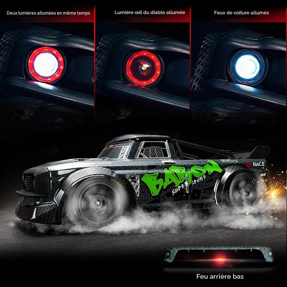 fisca 1/16 télécommande Voiture Haute Vitesse, 4WD RC Drift Voitures de Course Rapide 20MPH Camion 2,4 GHz Off-Road 4X4 Buggy Voiture Vitesse & Direction véhicule de contrôle Jouet avec des lumières