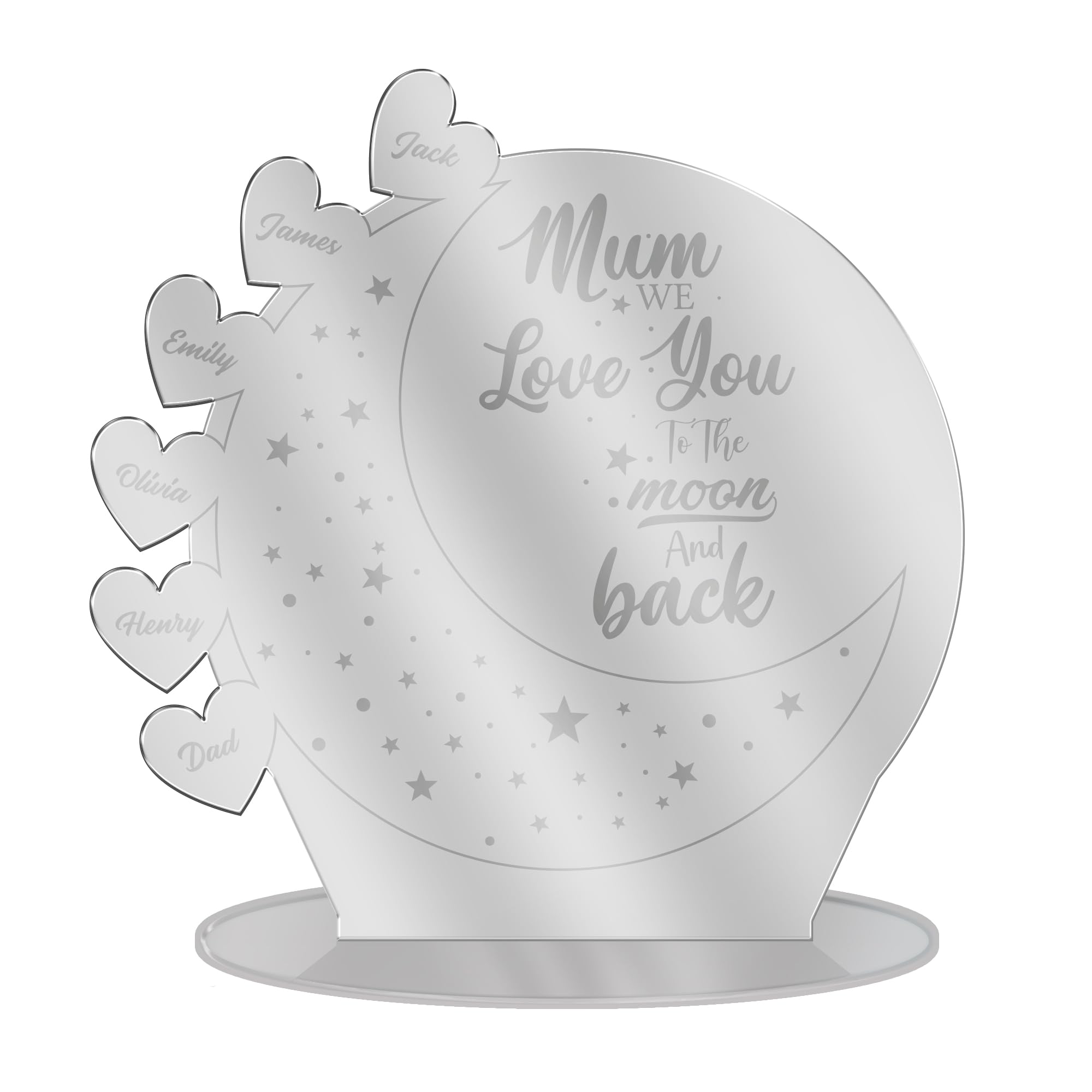 Print Maniacs Personalised Mother Day Engraved Gift Him Her Mum Mother Wife Couple Grandma, Love you to the moon and back