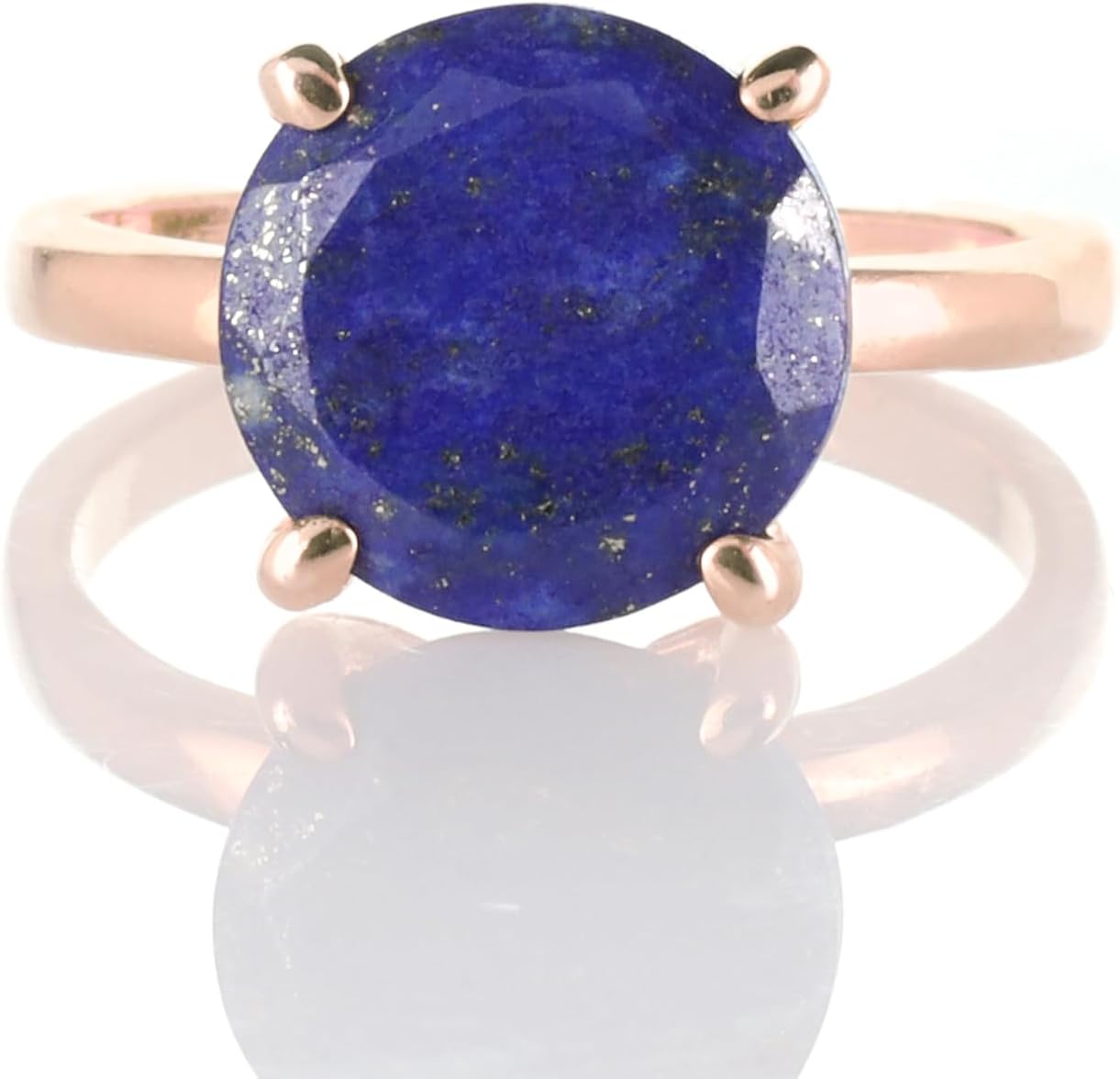 Faceted Lapis Lazuli Ring in 14K Rose Gold - Birthstone, Anniversary, or Bohemian Jewelry for Women - Handmade Design