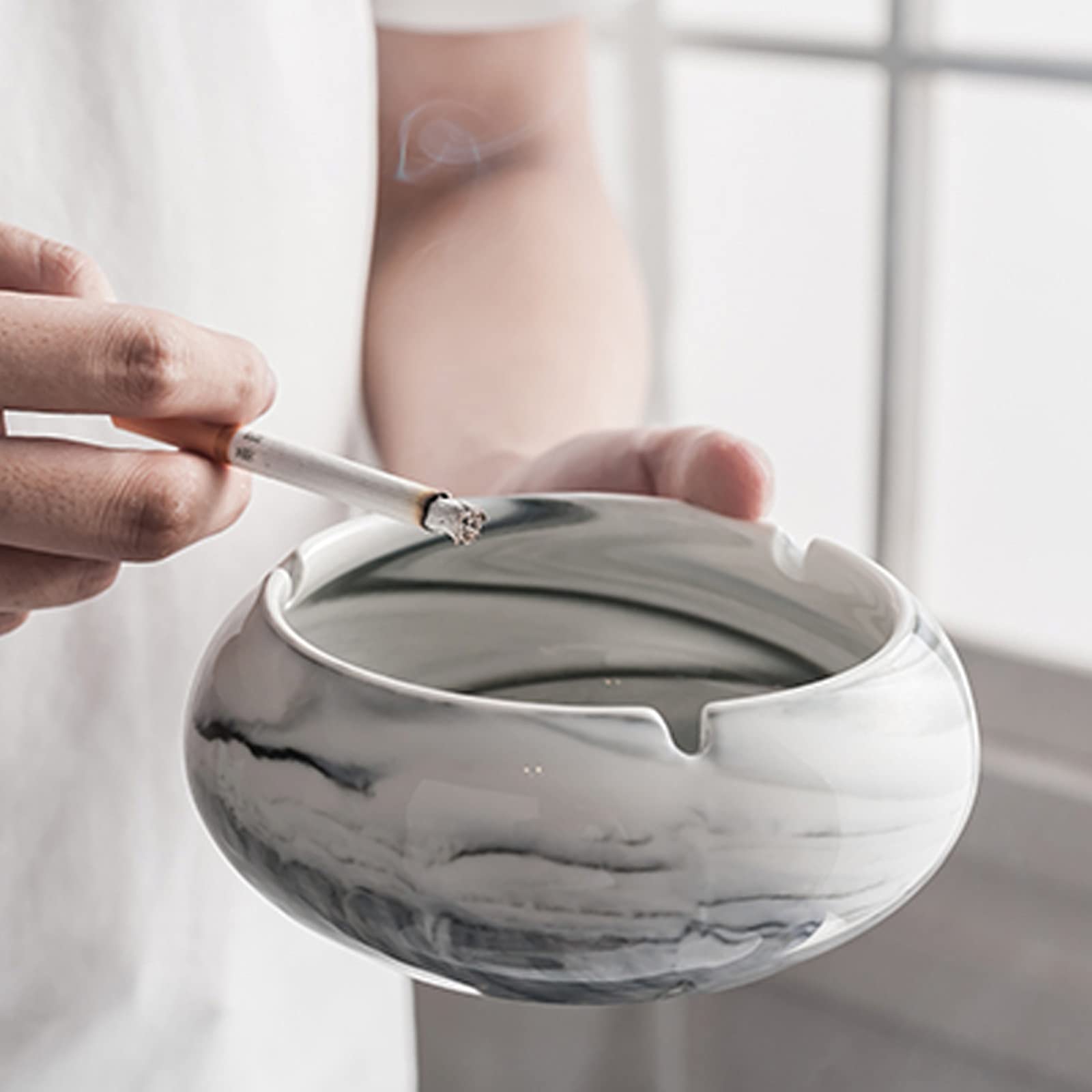 Posacenere in ceramica per sigarette, design antivento per esterni, fatto a mano, posacenere da patio per fumatori