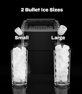 Silonn Smart Countertop Ice Maker - 9 Bullet Cubes in 6 Mins, 26 lbs per Day, Compact Wi-Fi Ice Maker Machine, 2 Ice Cube Sizes, Portable Ice Maker with Self-Cleaning for Kitchen/Office/RV
