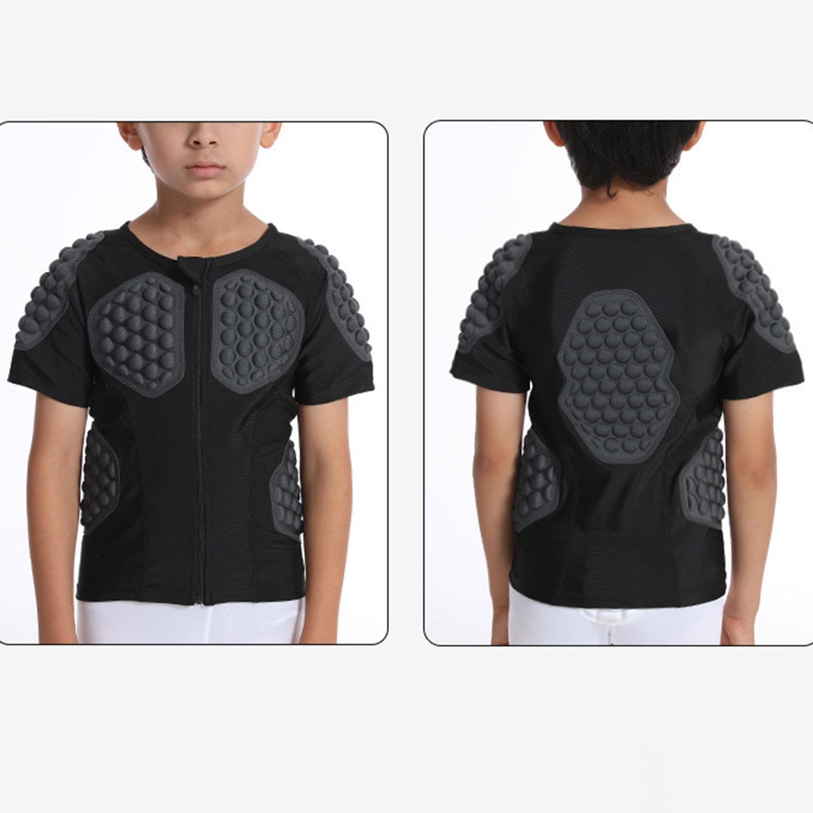 Camiseta Deportiva Acolchada Niños Protección Impacto Compresión EVA Transpirable Función Zipper Adecuada para Entrenamiento Rugby Baloncesto Ciclismo