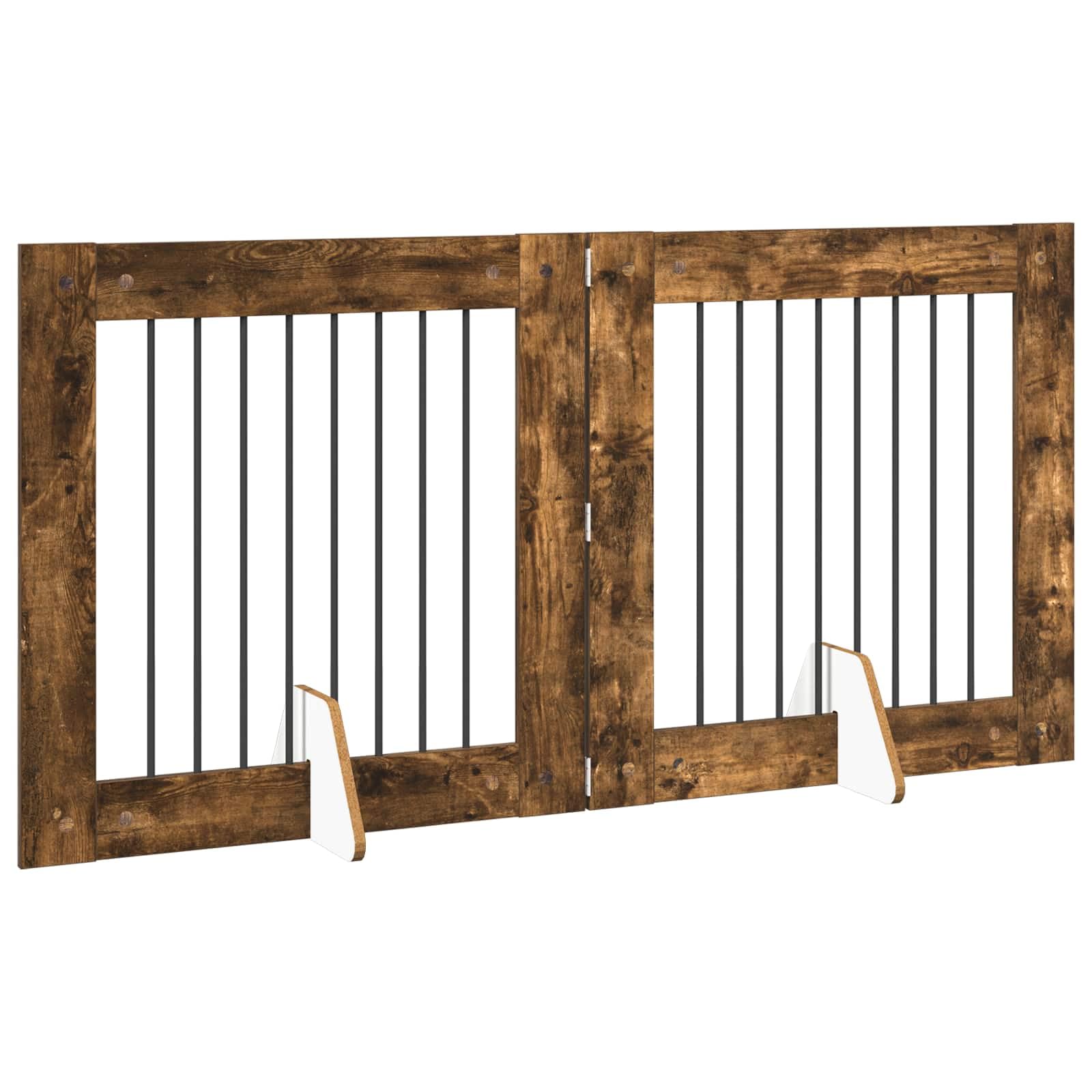 Portería para perros con soporte, 2 piezas de roble ahumado, 80 x 80 cm, plegable, portátil, interior y exterior, resistente, seguro para cachorros y perros protección de entrenamiento