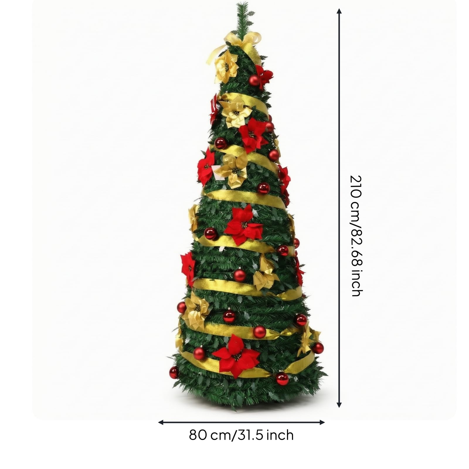 Geschmückt Künstlicher Weihtsbaum, 210cm Höhe 80cm Baumbreite