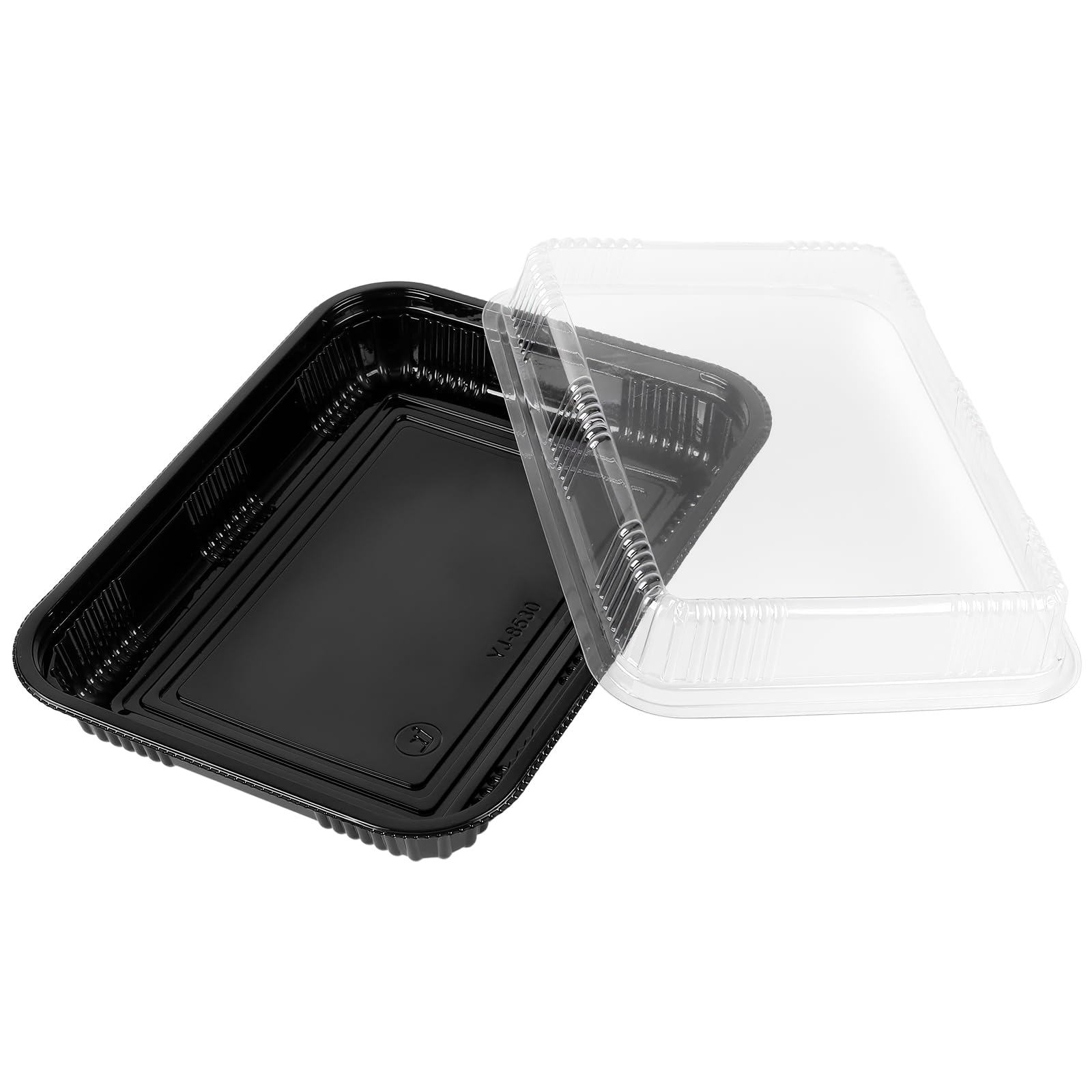 PINGEUI Confezione da 30 vassoi per sandwich con coperchi, vassoi in plastica per buffet con coperchi trasparenti, vassoi riutilizzabili per catering per feste, torte, panini, dolcetti, sushi e