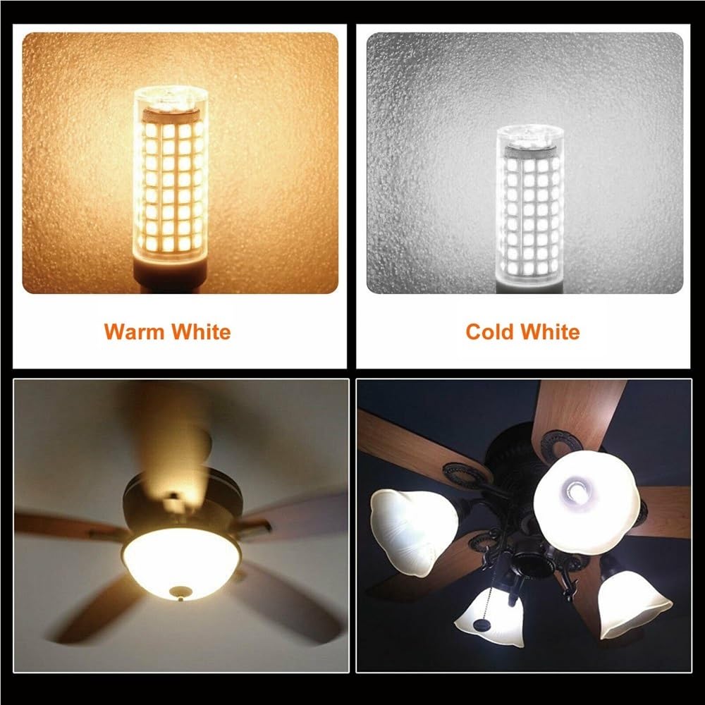YSJX Lighting, Confezione da 10 lampadine a LED a mais AC220V G4/G9/E11/E12/E14/E17 9W dimmerabili in ceramica + PC Light 102 LED(Warm White,E17)