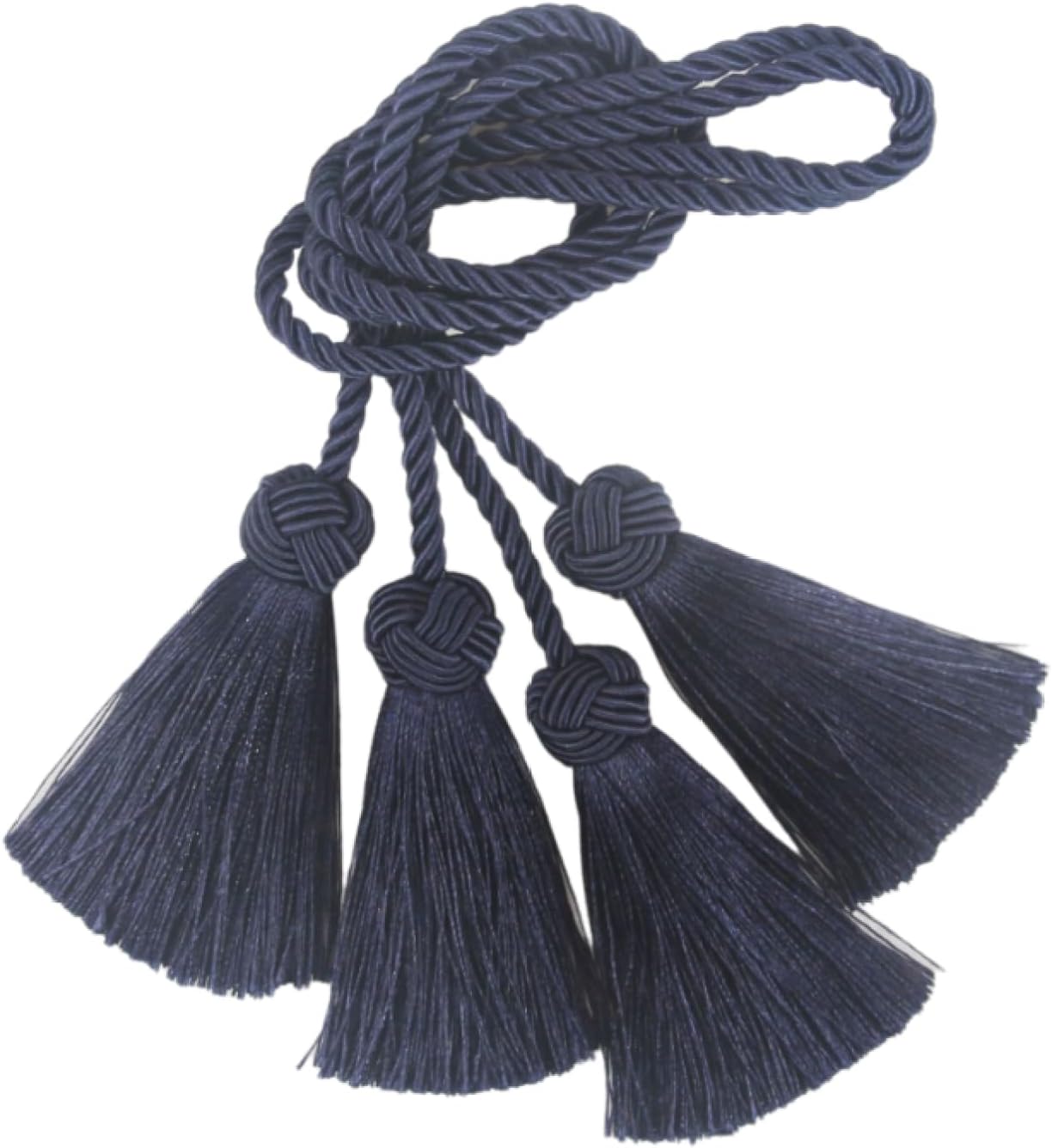 Curtain Ties 4 Pieces Curtain Tie with Curtain Tassel Buckle No Punching No Installation Curtain Buckle Black (Navy)
