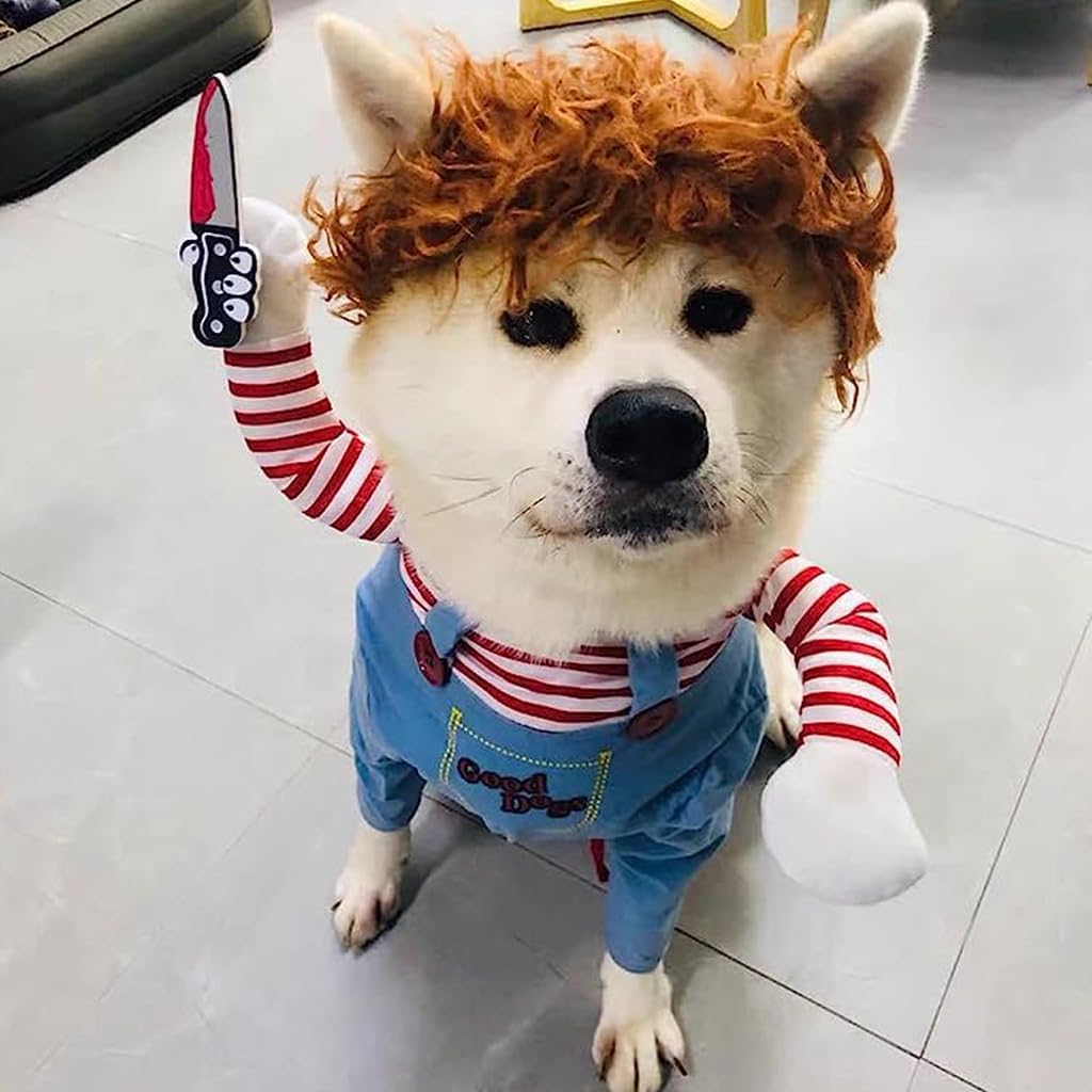 STHITI Pet Deadly Doll Dog Costume,Novelty Dog Cosplay Funny Halloween Costumes,Cute Dog Clothes For Small Dogs Cats Puppy,Party Dress Up Cool Dog Outfit Scary & Spooky Apparel,Small Size,Multicolor (B0CWGN33NZ) Amazon Price History, Amazon Price Tracker