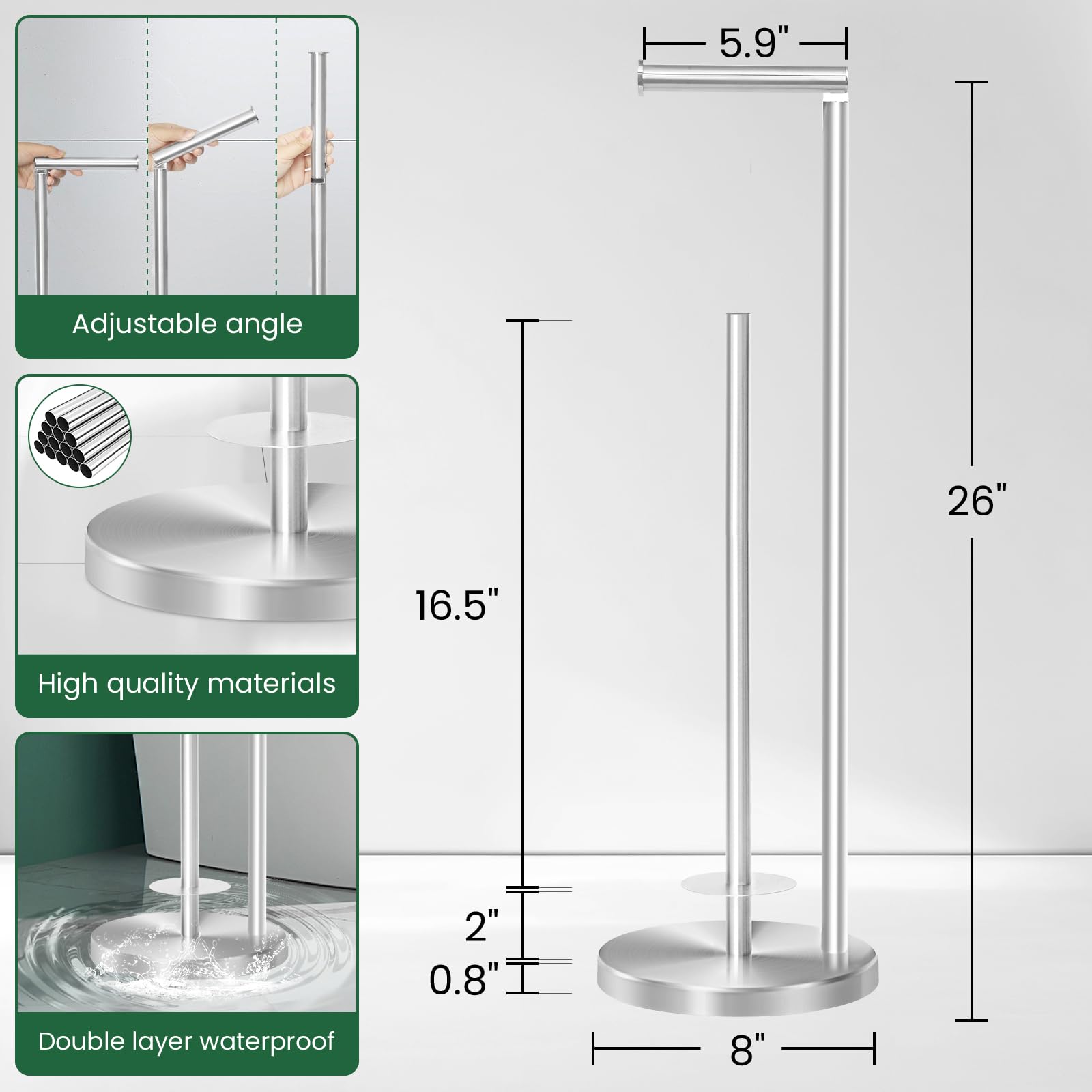 Support de papier toilette, support de rouleau de papier toilette de salle de bain avec réserve, support de rouleau de papier toilette, support de rouleau de papier toilette en acier inoxydable,