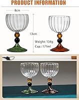 Vista 2 de Juego de copas de vino creativas de grano vertical, copas de champán, cócteles, tazas de café, cristalería para el hogar, bar/fiesta, verde, 4