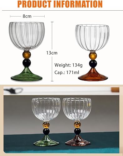 Miniatura 2 de Juego de copas de vino creativas de grano vertical, copas de champán, cócteles, tazas de café, cristalería para el hogar, barfiesta, verde, 4