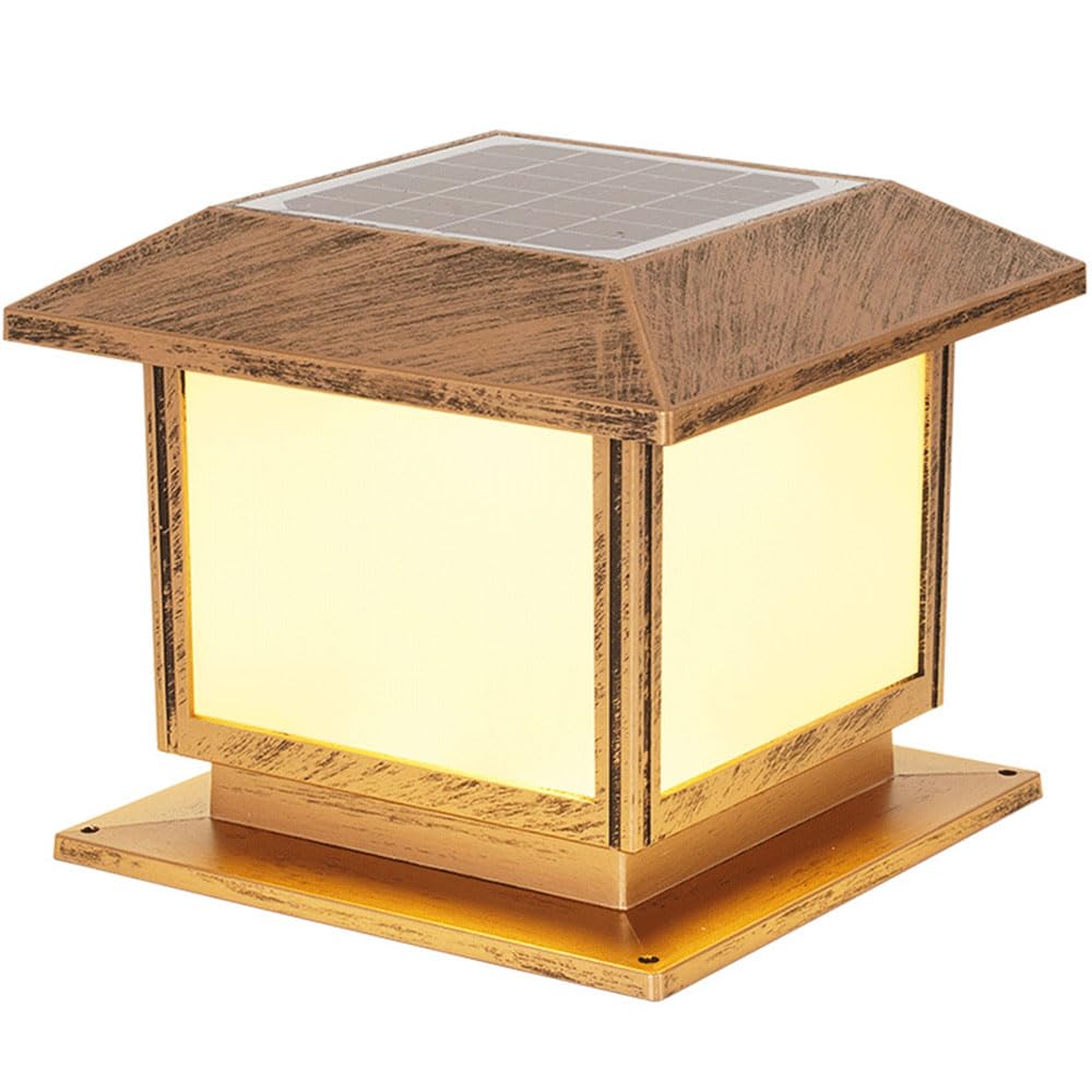 Solarna lampa słupkowa, zewnętrzna lampa kolumnowa od zmierzchu do świtu, wodoodporna w stylu retro do bramy ogrodzeniowej na podwórko, do ogrodu, na mokre miejsce znamionowe