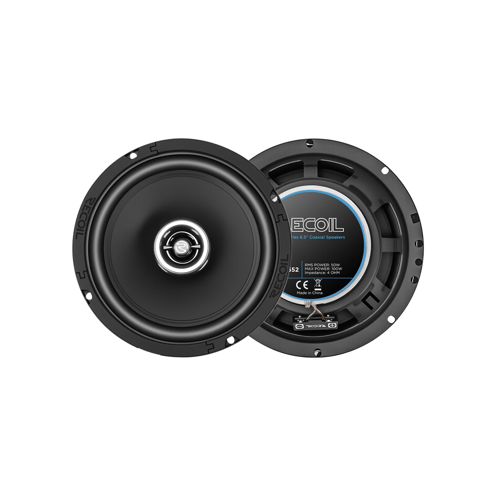 RECOIL RCX265 Echo Series 16,5 cm (6,5 Zoll) 2-Wege-Koaxiallautsprecher, 100 W RMS / 200 W Spitze, PEI-Hochtöner, bassbetontes Design, Paar