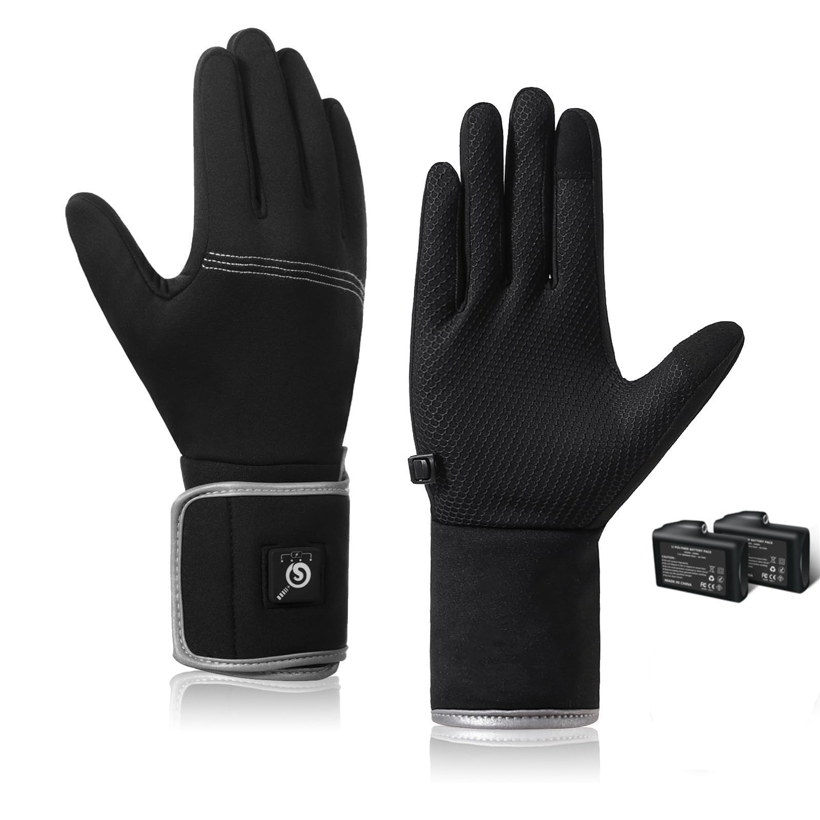 BARCHI HEAT Heated Glove Liners for Men and Women,Rechargeable Heated Gloves,Electric Hand Warmers,Suitable for Winter Driving,Cycling,Skiing,Running,Work. (Black, XS/S)