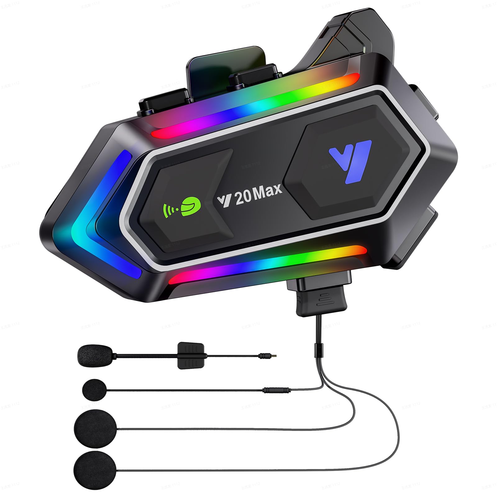 Photo 1 of Oumurs Y20MAX Motorcycle Bluetooth Headset, 2-Way Intercom Communication System, CVC Noise Cancellation Dual Chip BT5.3 Music Share Audio Multitasking, Waterproof 2 Type Mics Fit for All Helmets