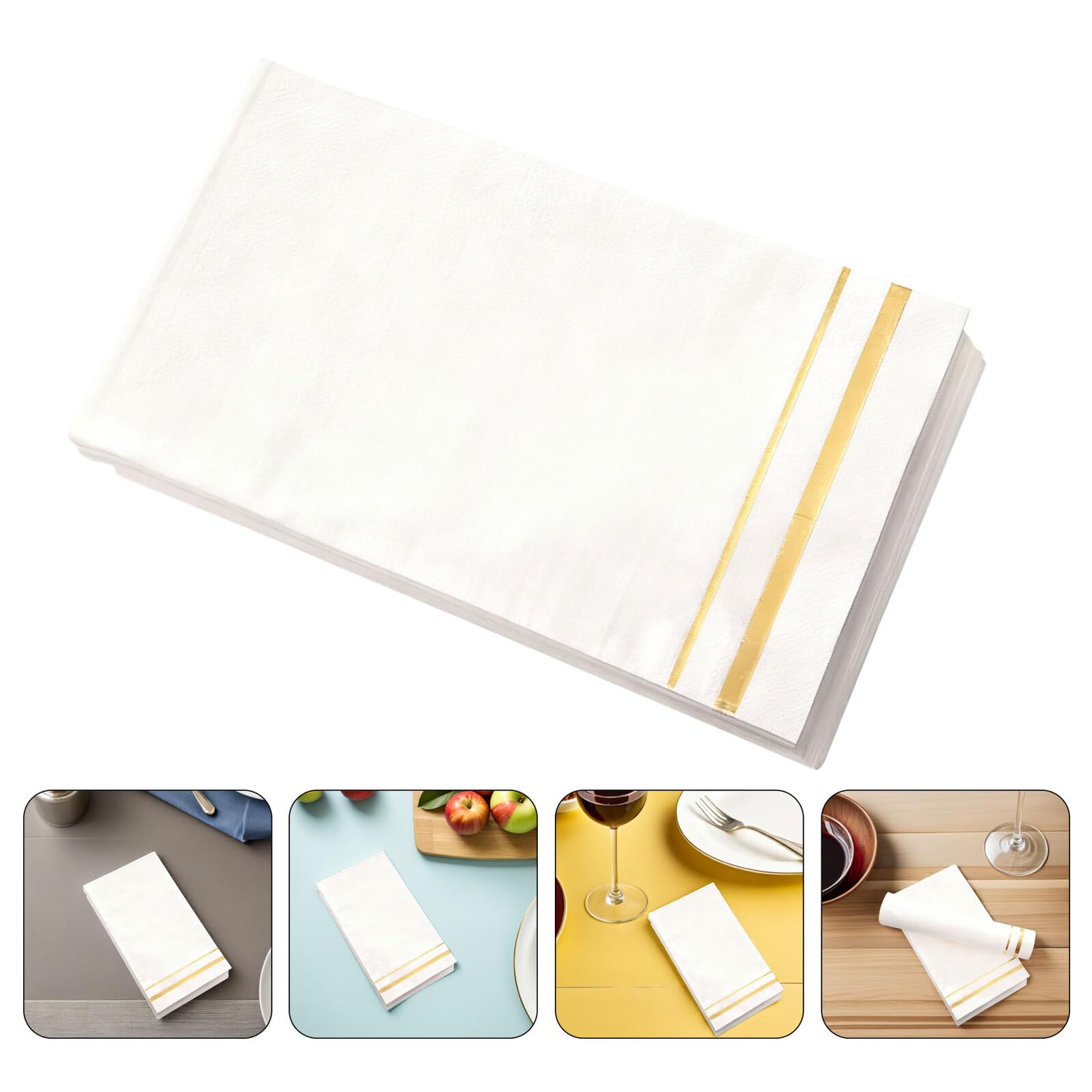 PLAFOPE 100piezas Servilletas de Papel Dorado Unidades Estándar para Bodas Fiestas de Compromiso Celebraciones de San Valentín y Eventos de Cóctel