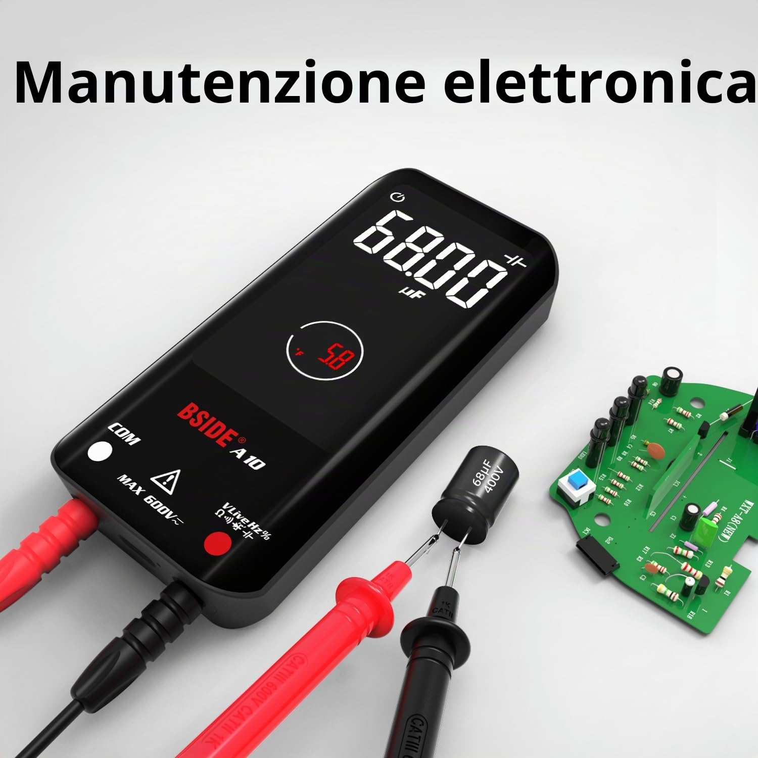 BSIDE Multimetro digitale automatico Grande LCD a colori EBTN Multimetro ricaricabile intelligente 3 risultati 6000 conteggi Tester di Tensione Capacità Frequenza Resistenza Modalità NCV Filo vivo
