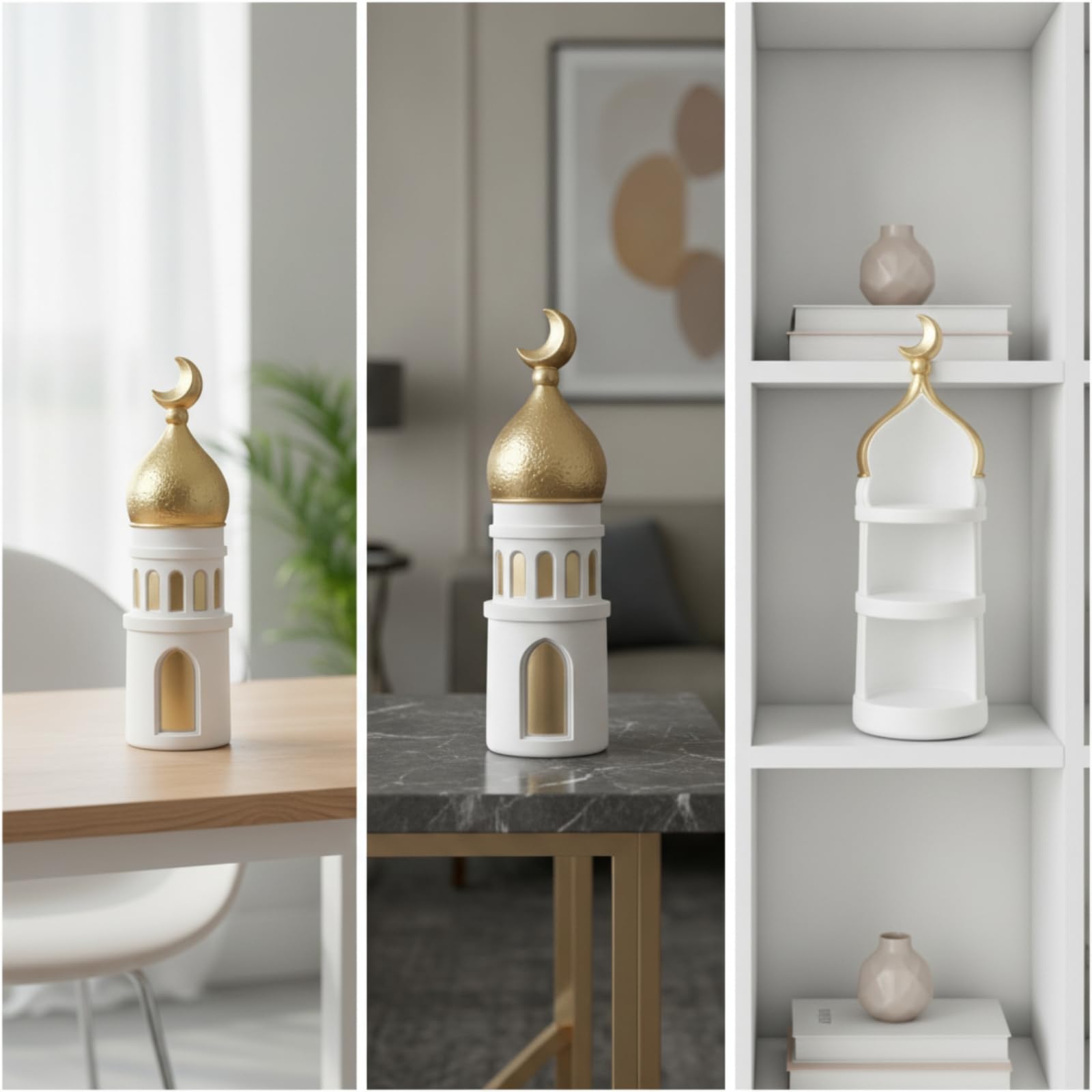 Sharplace Golden Teelichthalter mit Mondsichel, Style to 3