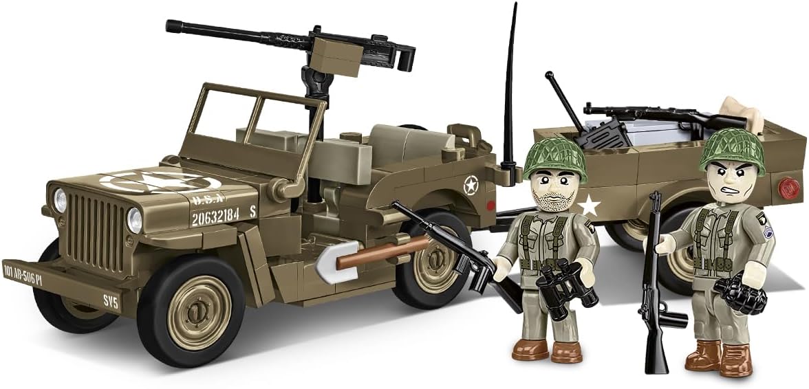 COBI Historical Collection Jeep Willys MB & Trailer Building Set, 200 Pieces
