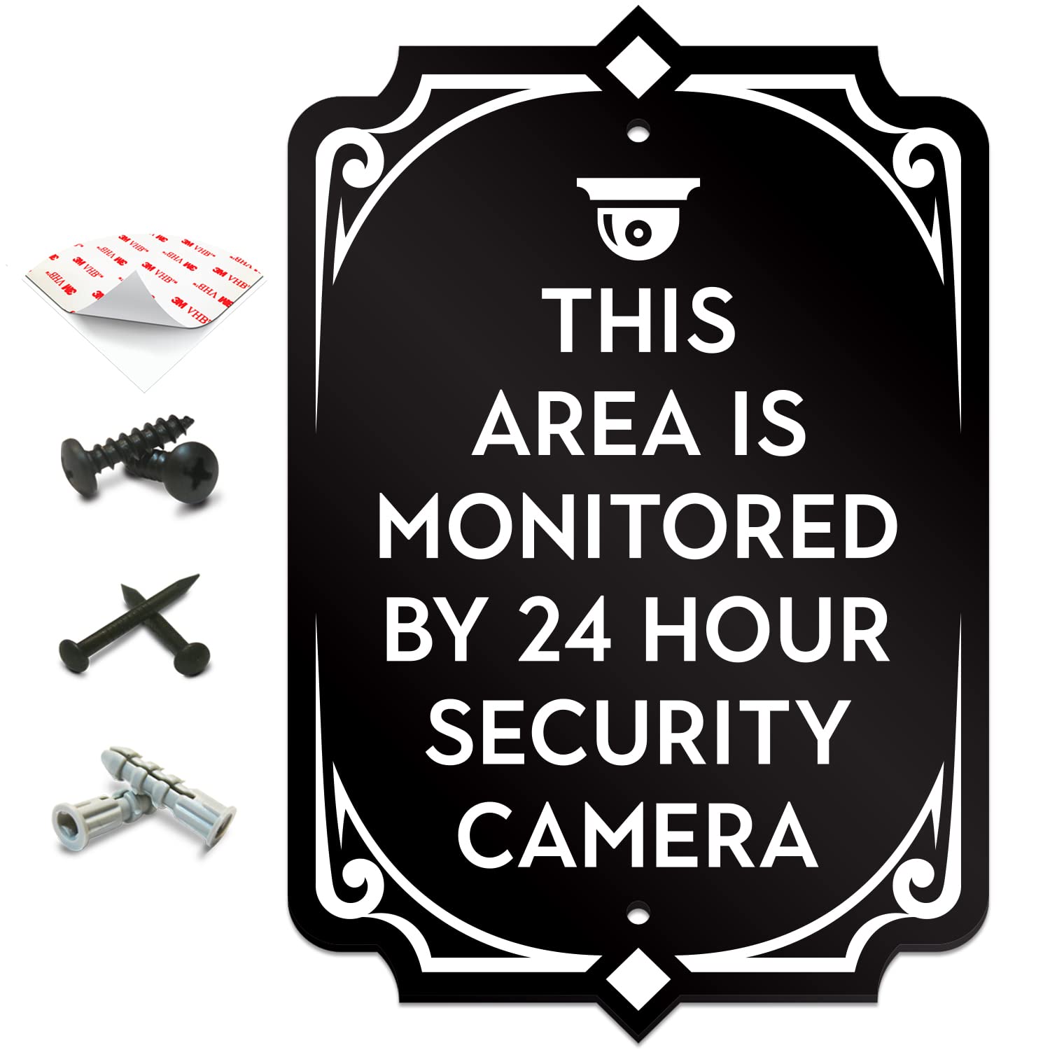 SignSeries Security Door Signs - Polite Surveillance Warning, House Sign - Mounting Hardware Included, Easy Installation on Wall or Door - Heavy-Duty