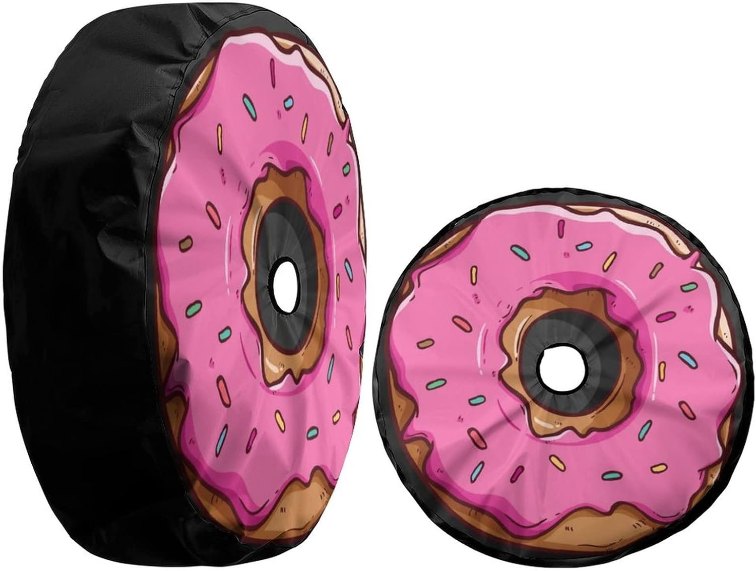 Delerain Spare Tire Cover with Backup Camera Hole Pink Donut Wheel Covers Waterproof Dust-Proof UV Sun Universal Fit for RV Trailer RV SUV Truck (18 Inch for Diameter 32"-34")