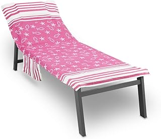 BiancheriaWeb Telo Mare Lettino Spiaggia Piscina con Cuscino Imbottito E Tasche Fishy Fucsia