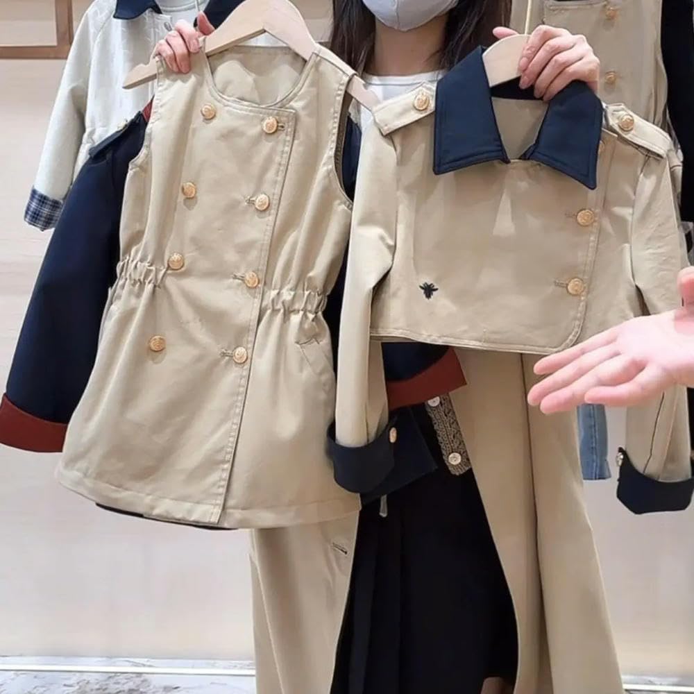 JCVBN Dziewczęcy trencz zestaw jesień brytyjski styl łączenie moda na co dzień klasyczny na wszystkie mecze codzienny dwuczęściowy zestaw