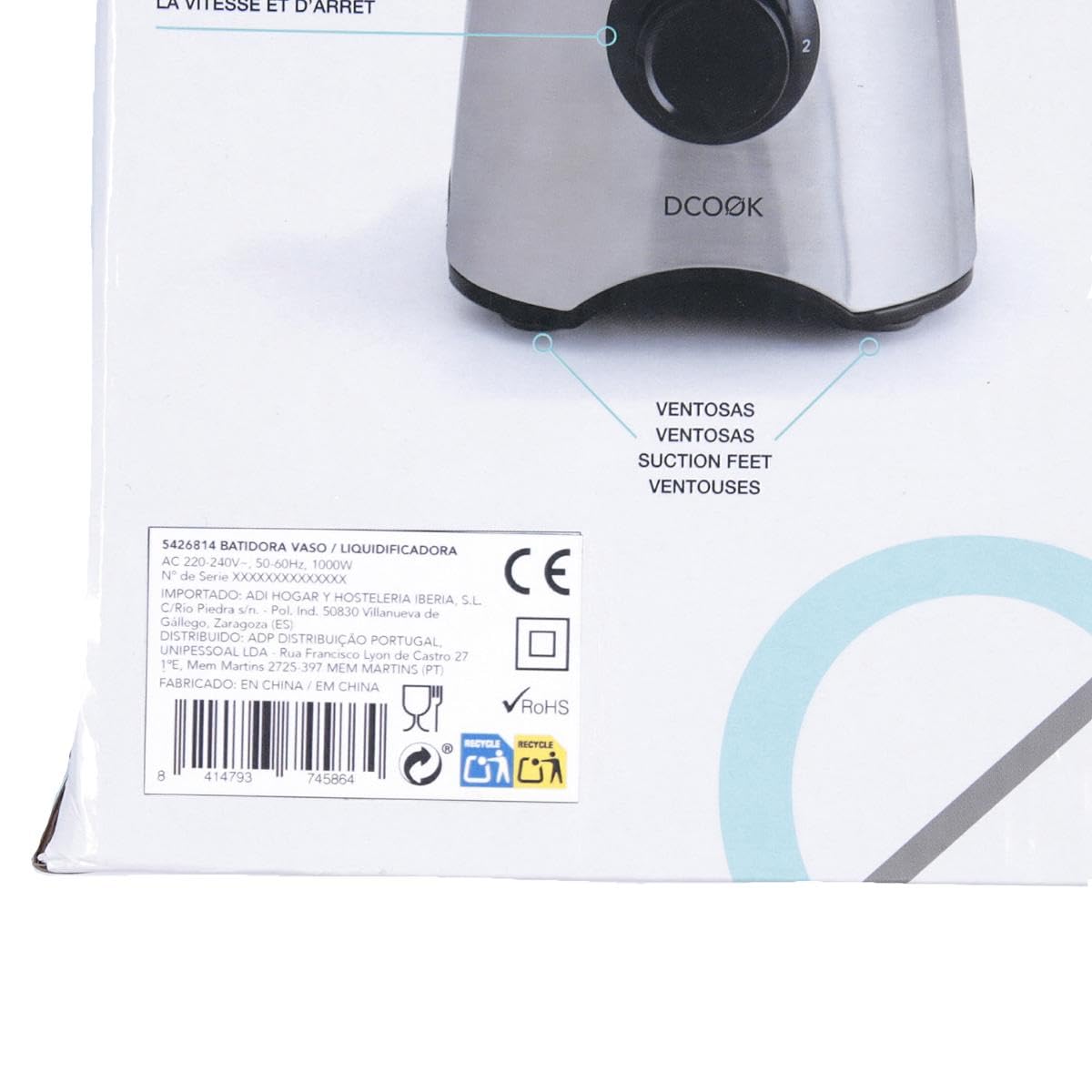 DCook Batidora De Vaso Gallery de Pp – Polipropileno 1,8l 1000w | Acero, Pp – Polipropileno, acabado metalizado, 1,8l 1000w