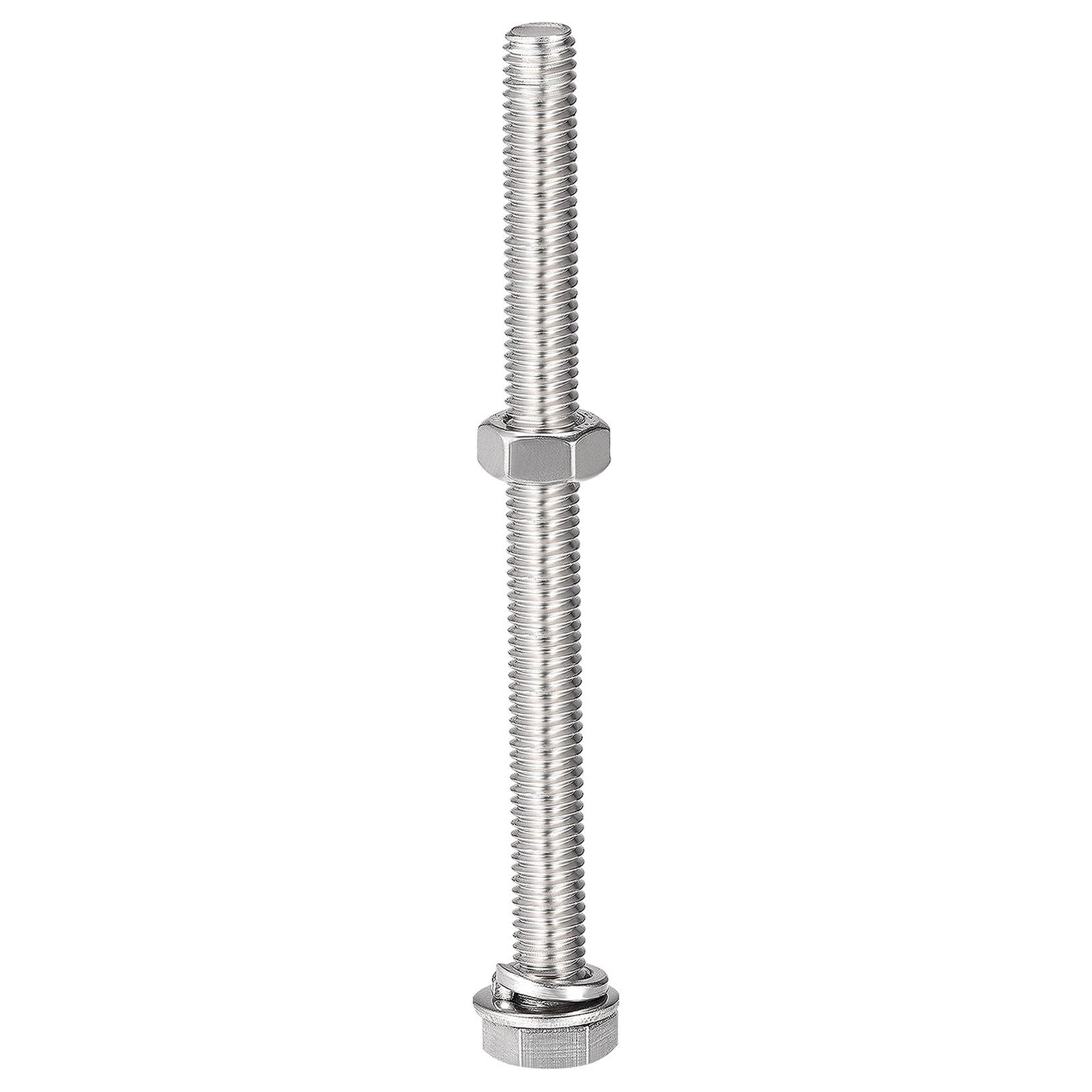 TOP-VIGOR 10Pcs M8 x 100mm Hex Head Screws Bolts, Nuts, Flat & Lock Washers Kits - Image 4