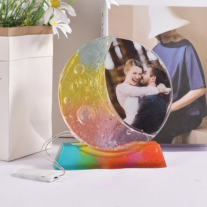 Image of Moon Photo Frame Silicone Mold - Lunar Phase Resin Art Mold for DIY Picture Frames, Unique Gifts & Home Decor - Reusable Epoxy Resin Mold