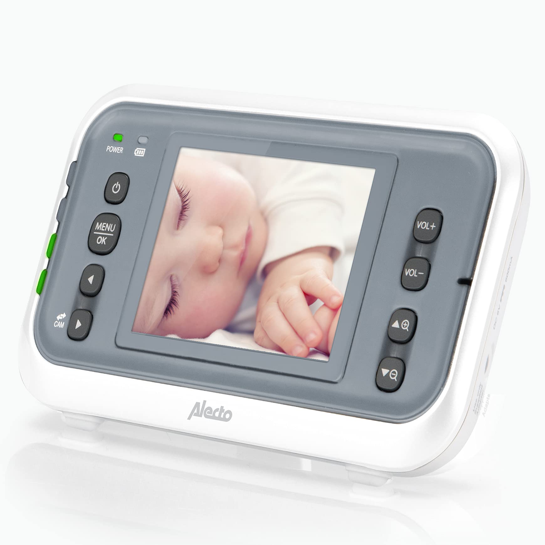 Alecto DVM-76 - Monitor de bebé con cámara, alcance de 300 metros y visión nocturna, pantalla de temperatura, color blanco